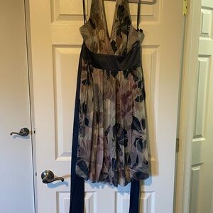 Elegant Multicolor Silk Floral Dress